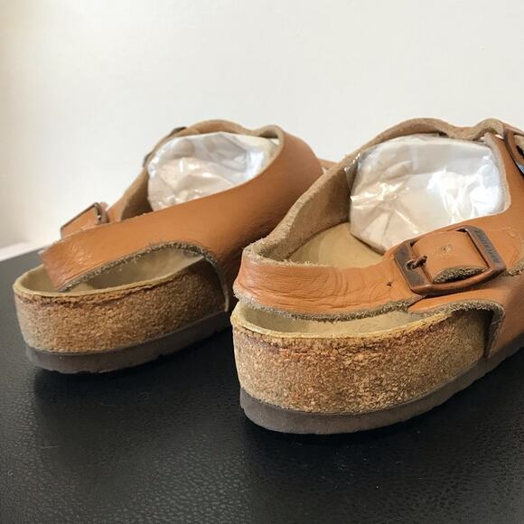Vintage Birkenstock Milano Caramel Ginger Brown Double Heel Strap Sandals 40 - Picture 13 of 16